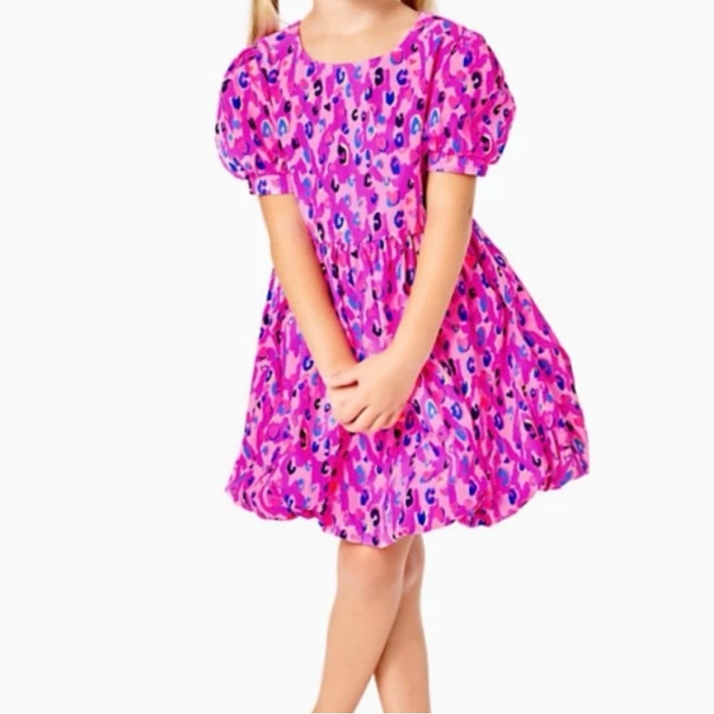 Lilly Pulitzer Pink Multi-Color Puff Sleeve Girls Dress